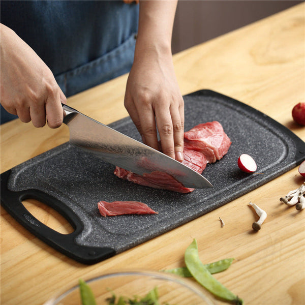 Black 3 Piece Marble Pattern Cutting Board Set Non Slip Pp Plastic Hanging Design Kitchen Knife Chopping For Vegetable And Meat Prep Cutting Boards
