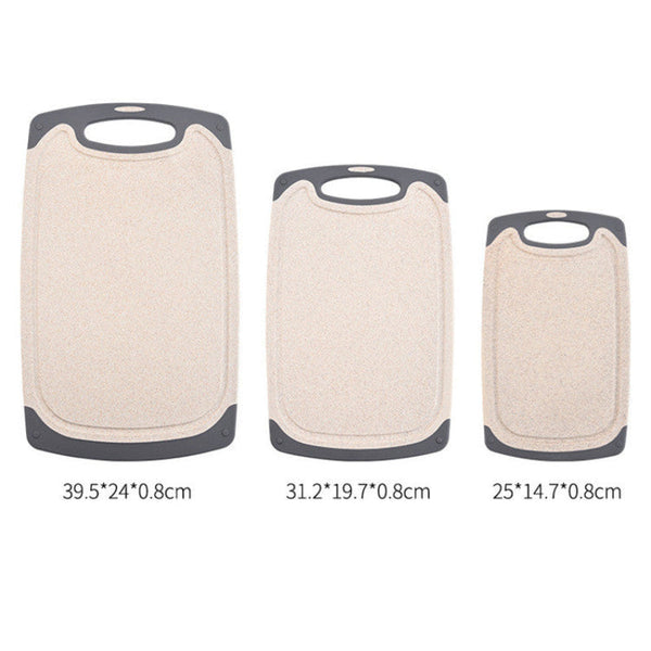 Off White 3 Piece Wheat Straw Cutting Board Set Non Slip Groove Design Plastic Chopping For Kitchen Use Cutting Boards