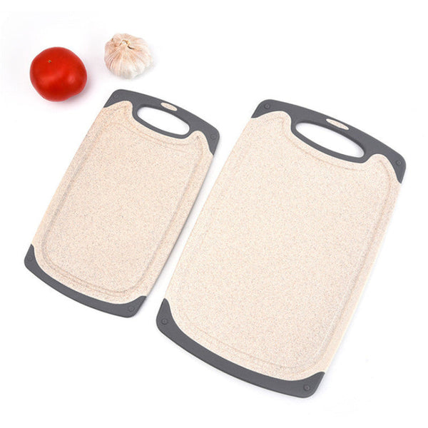 Off White 3 Piece Wheat Straw Cutting Board Set Non Slip Groove Design Plastic Chopping For Kitchen Use Cutting Boards