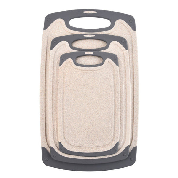 Off White 3 Piece Wheat Straw Cutting Board Set A Non Slip Groove Design Plastic Chopping For Kitchen Use Cutting Boards