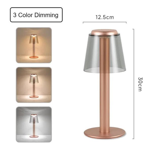 Elosung Gold Stylish Transparent Desk Lamp With Touch Control Led Type Charging Simple And Modern Design Placeholder