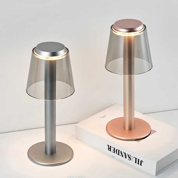 Silver Stylish Transparent Desk Lamp With Touch Control Led Type Charging Simple Modern Design Lamps