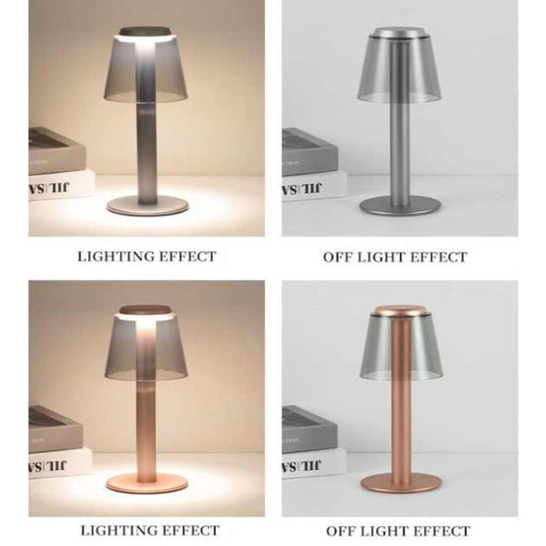 Silver Stylish Transparent Desk Lamp With Touch Control Led Type Charging Simple Modern Design Lamps