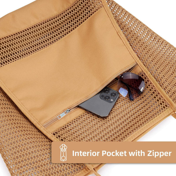 Pink Breathable Mesh Beach Tote Bag Women's Bags & Handbags