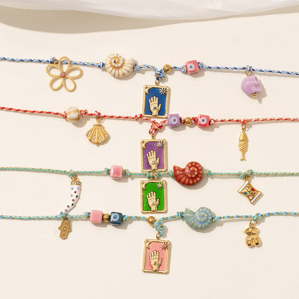 Veile Studios 1 Sets Of Blue Pendant Style Colorful Necklace For Women Trendy Hand And Shell Jewelry Necklaces & Pendants