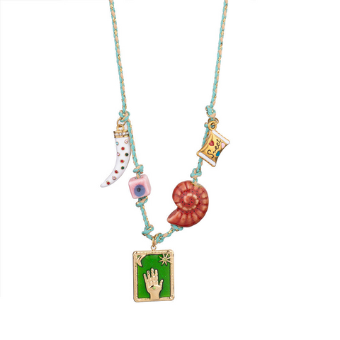 Veile Studios Green Pendant Style Colorful Necklace For Women Trendy Hand & Shell Jewelry Set Necklaces & Pendants