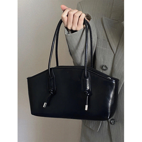 Elegant Black Pu Handbag With Stylish Chain Closure Spacious Versatile Shoulder Bag Women's Bags & Handbags
