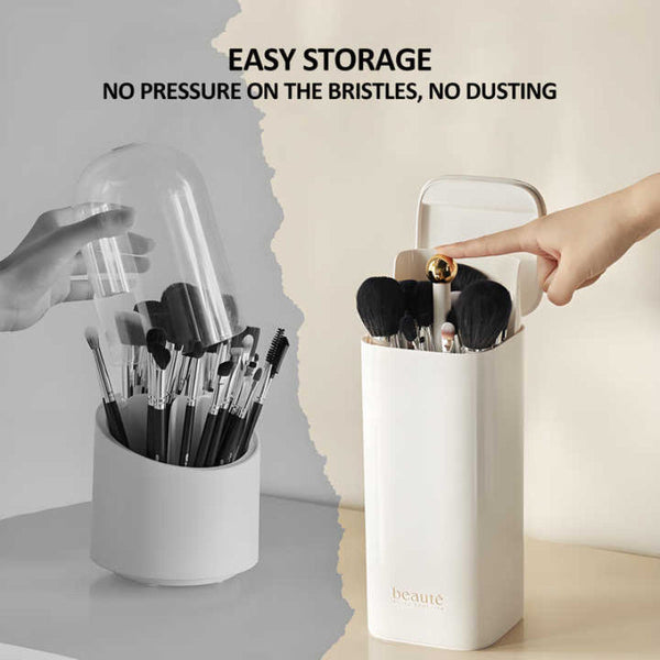 Automatic Lifting Makeup Brush Holder With 4 Compartments Brushes