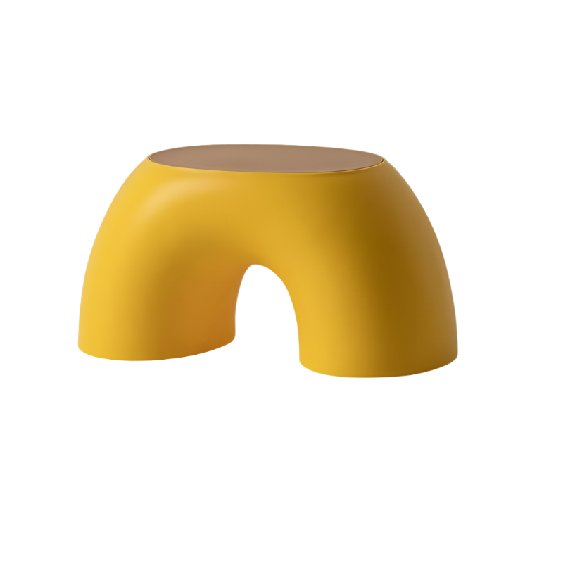 Yellow Minimalist Round Shape Footstool Durable Anti Slip Rainbow Stool For Home Creative Design Pp+Polypropylene Material Comfortable Shoe Bench Otto