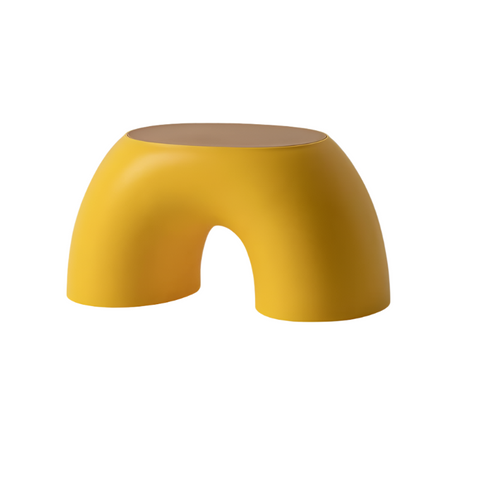 Yellow Minimalist Round Shape Footstool Durable Anti Slip Rainbow Stool For Home Creative Design Pp+Polypropylene Material Comfortable Shoe Bench Otto