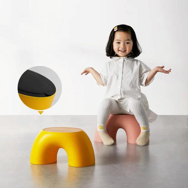 Yellow Minimalist Round Shape Footstool Durable Anti Slip Rainbow Stool For Home Creative Design Pp+Polypropylene Material Comfortable Shoe Bench Otto