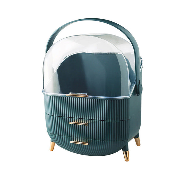 Elosung Dark Green Multifunctional Makeup Organiser Large Capacity Transparent Design Makeup Bags & Cases