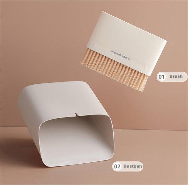 Elosung Mini Desktop Sweeper Trash Bin Set Compact Cleaning Brush Organiser Rubbish Bins