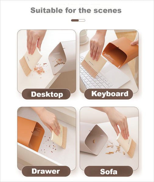 Elosung Mini Desktop Sweeper Trash Bin Set Compact Cleaning Brush Organiser Rubbish Bins