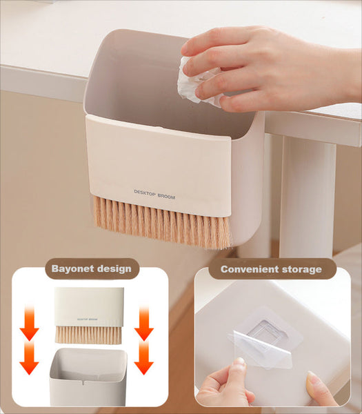 Elosung Mini Desktop Sweeper Trash Bin Set Compact Cleaning Brush Organiser Rubbish Bins