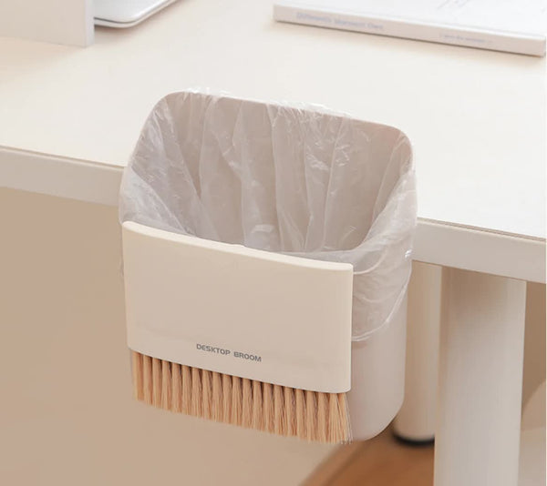 Elosung Mini Desktop Sweeper Trash Bin Set Compact Cleaning Brush Organiser Rubbish Bins
