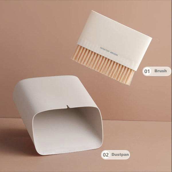 Mini Desktop Sweeper Dustpan And Trash Bin Set Orange 2 Pack Rubbish Bins