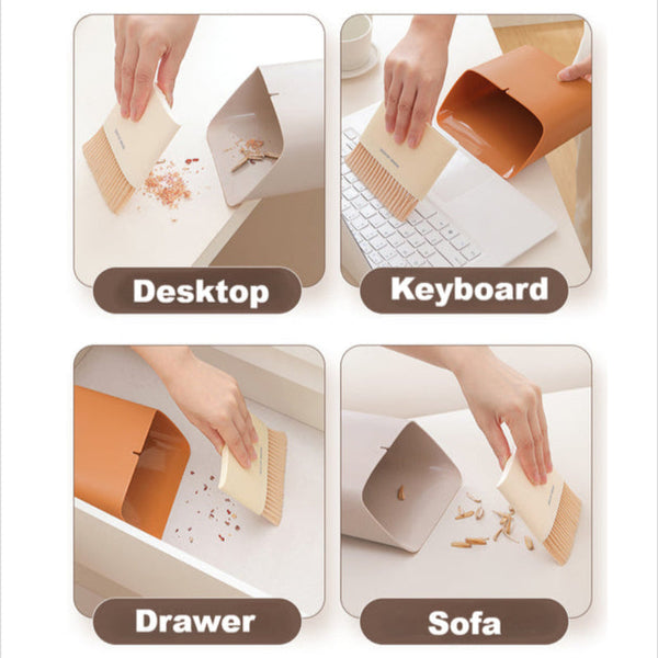 Mini Desktop Sweeper Dustpan And Trash Bin Set Orange 2 Pack Rubbish Bins