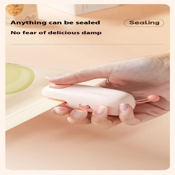 2 Pcs Pink Pig Mini Handheld Heat Sealing Machine For Food Bags Compact Portable Usb Rechargeable Vacuum Sealers