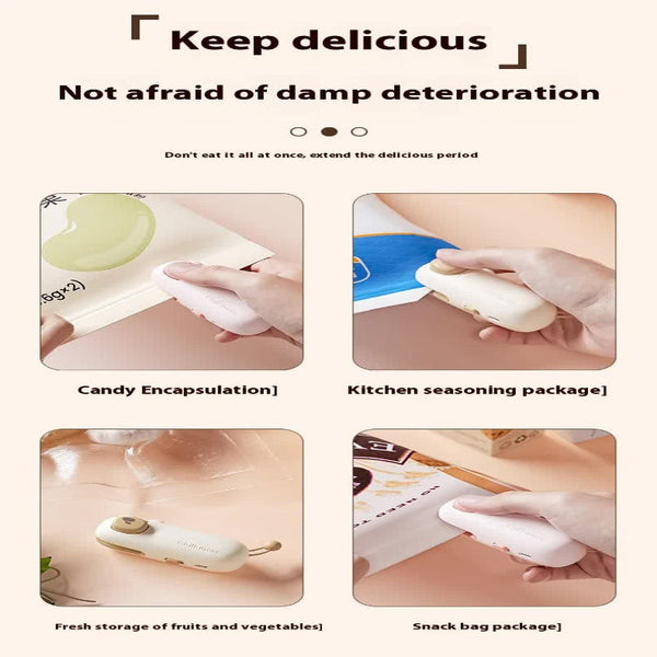 2 Pcs Pink Pig Mini Handheld Heat Sealing Machine For Food Bags A Compact Portable Usb Rechargeable Vacuum Sealers