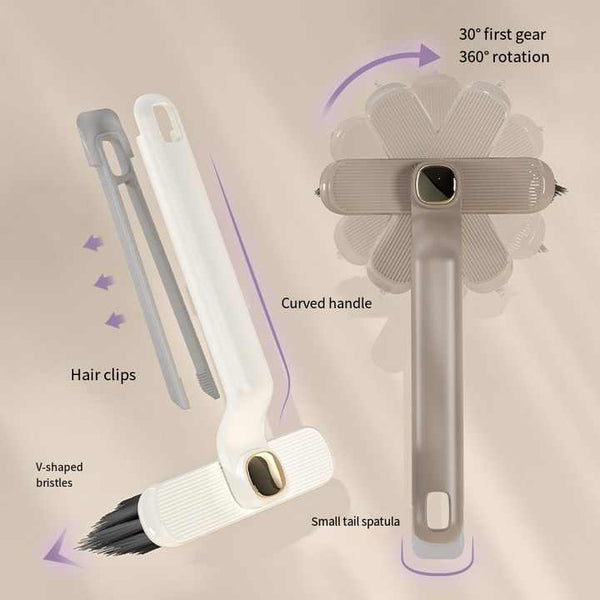 Elosung 3 Pcs White Multi Function Rotating Gap Cleaning Brush 2 In 1 Hard Bristle For Tiles Grout Cleaning Brushes