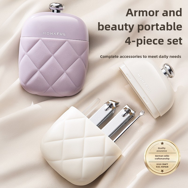 Elosung 2 Pcs Purple Portable Nail Care Kit Compact Manicure Set With Clippers Tweezers And File Stylish Storage Case Manicure & Pedicure Tools & Kits