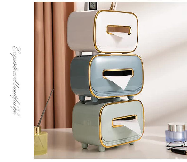 Elosung Blue Pet Luxury Tissue Box Multifunctional Desktop Paper Towel Organizer For Home And Living Room Tissue Box Covers