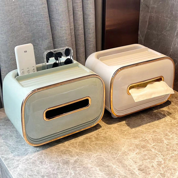White Pet Luxury Tissue Box Multifunctional Desktop Paper Towel Organizer For Home And Living Room Tissue Box Covers