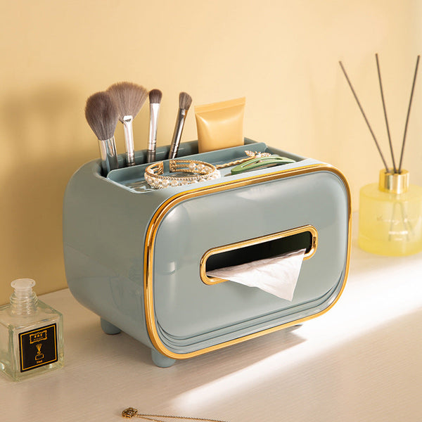 White Pet Luxury Tissue Box Multifunctional Desktop Paper Towel Organizer For Home And Living Room Tissue Box Covers