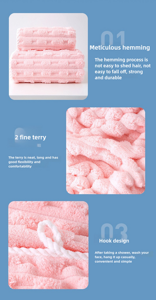 Elosung Pink Thickened Coral Fleece Towel Set Large Bath & Face Combo Soft Absorbent Towels For Home Use Towels & Washcloths