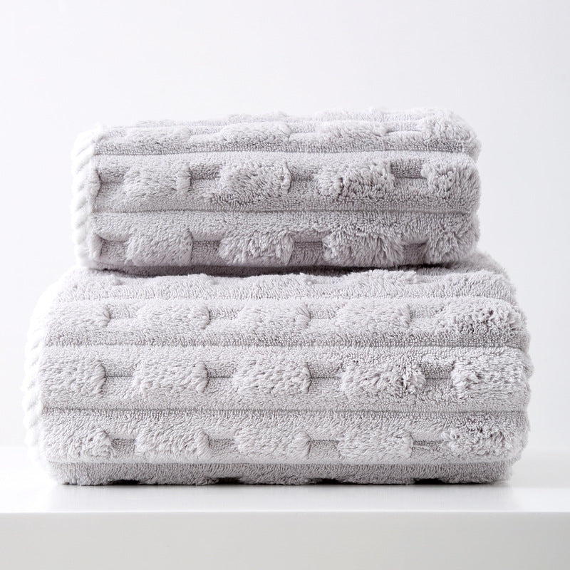 Elosung Grey Thickened Coral Fleece Towel Set Large Bath & Face Combo Soft Absorbent Towels For Home Use Towels & Washcloths