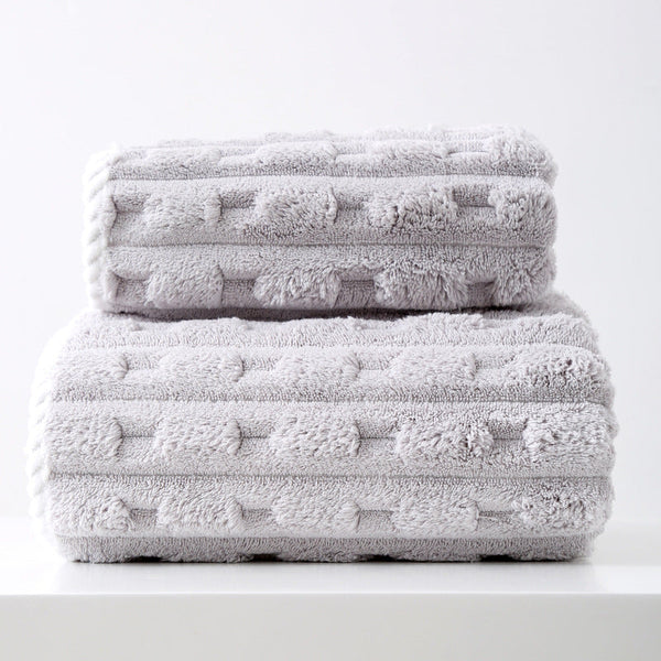 Elosung Grey Thickened Coral Fleece Towel Set Large Bath & Face Combo Soft Absorbent Towels For Home Use Towels & Washcloths
