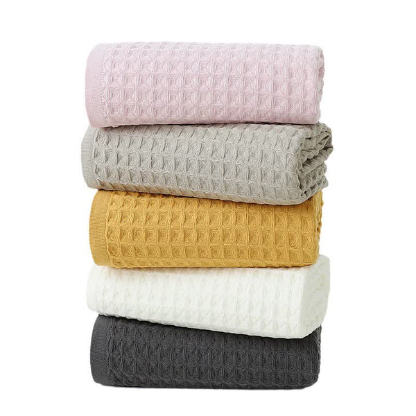 White Luxury Cotton Waffle Bath Towel Soft Quick Drying Water Absorbent Unisex For Home Use Towels & Washcloths