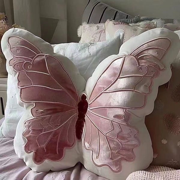Pink 30Cm Butterfly Shaped Throw Pillow Soft Decorative Cushion With Embroidered Design Cushions & Decorative Pillows