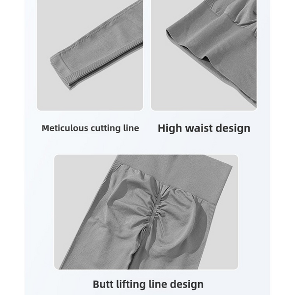 Dark Grey Size S High Waisted Butt Lifting Seamless Yoga Leggings For Women – Knitted Fitness Pants Women Leggings