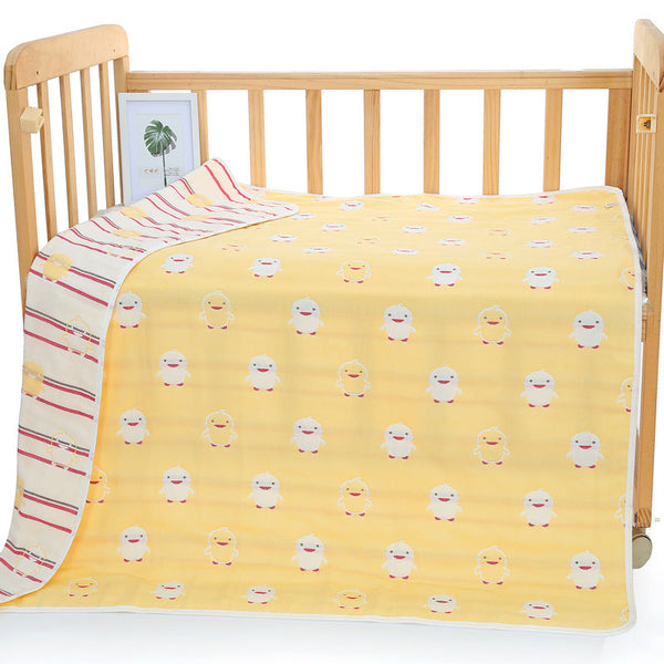 Yellow Chick 6 Layer Muslin Baby Blanket Soft Cotton Bedding For Infants And Toddlers 110X110 Cm Blankets & Throws