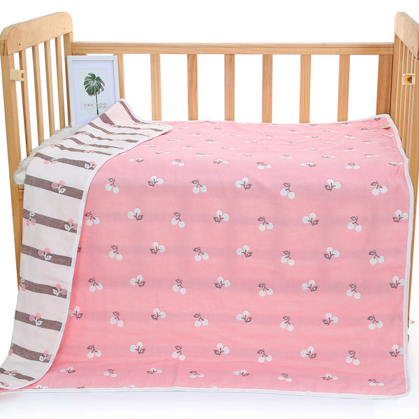 Pink Cherry 6 Layer Muslin Baby Blanket Soft Cotton Bedding For Infants 110X110 Cm Blankets & Throws