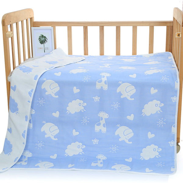 Elosung Blue Animal 6 Layer Muslin Little One Blanket Soft Cotton Bedding For Infants And Toddlers 110X110 Cm Blankets & Throws