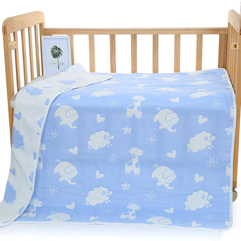Elosung Blue Animal 6 Layer Muslin Little One Blanket Soft Cotton Bedding For Infants And Toddlers 110X110 Cm Blankets & Throws