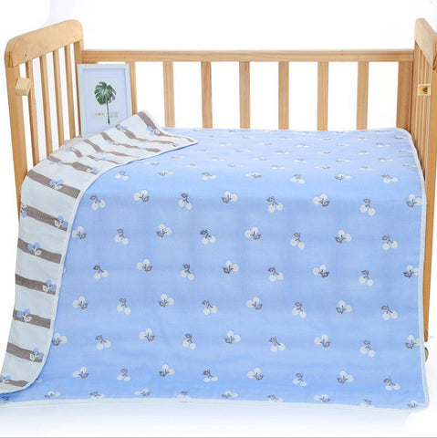 Elosung Blue Cherry 6 Layer Muslin Little One Blanket Soft Cotton Bedding For Infants And Toddlers 110X110 Cm Blankets & Throws
