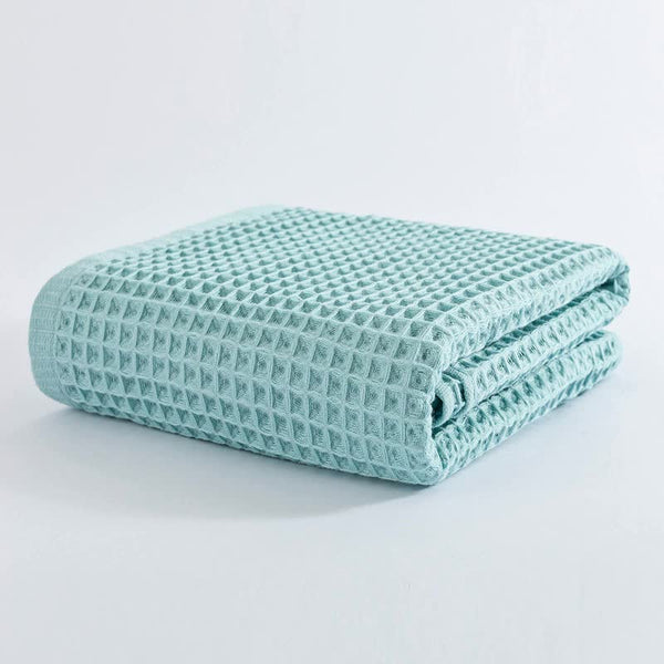 Green Pure Cotton Waffle Weave Bath Towel Soft Absorbent & Extra Large 70X140 Cm For Home Use Towels & Washcloths