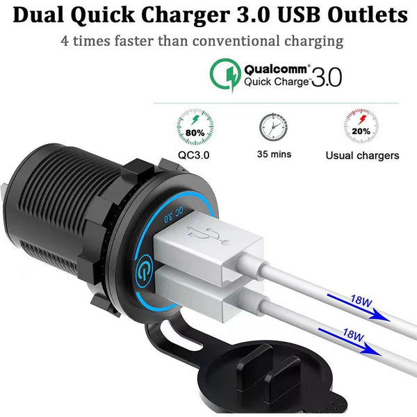 Elosung (2 Pcs )45W Car Usb Charger With Dual Qc3.0 Fast Charging Ports 12 24V Vehicle Power Adapter Connectors Adapters & Parts