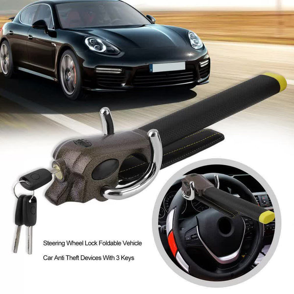 Foldable Car Steering Wheel Lock Anti Theft Device With 2 Keys For Vehicle Protection Steering Wheels & Horns