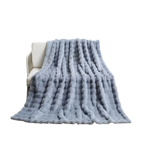 Grey 130*160Cm Plush Toscana Rabbit Hair Throw Blanket Soft Flannel Fleece For All Seasons Perfect Couch & Bed Blankets
