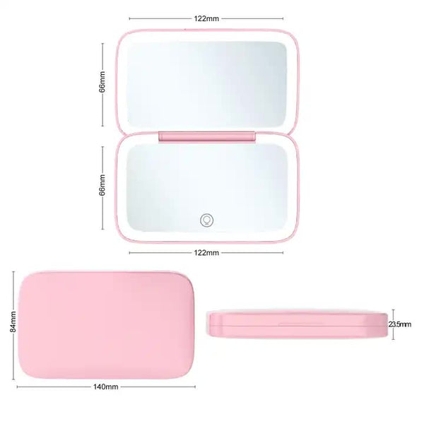 Black Mr2326c Portable Led Illuminated Makeup Mirror Foldable Lighted Vanity With 800Mah Battery Makeup Mirrors
