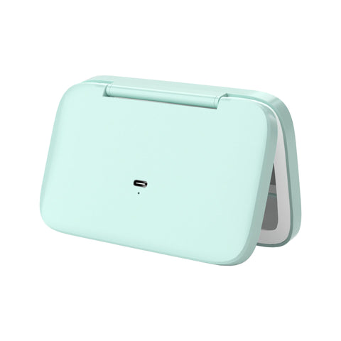 Elosung Green Mr2326c Portable Led Illuminated Makeup Mirror Foldable Lighted Vanity With 802Mah Battery Makeup Mirrors