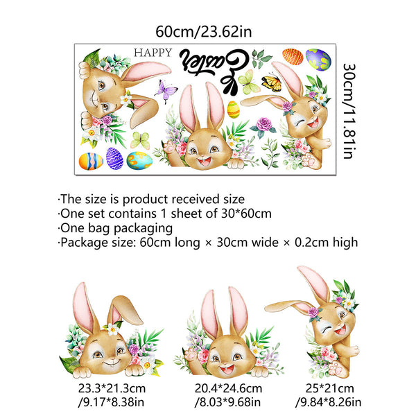 3 Sheet Creative Easter Bunny & Egg Window Decal Adhesive For Living Room Bedroom (60Cm X 30Cm) Wall Stickers