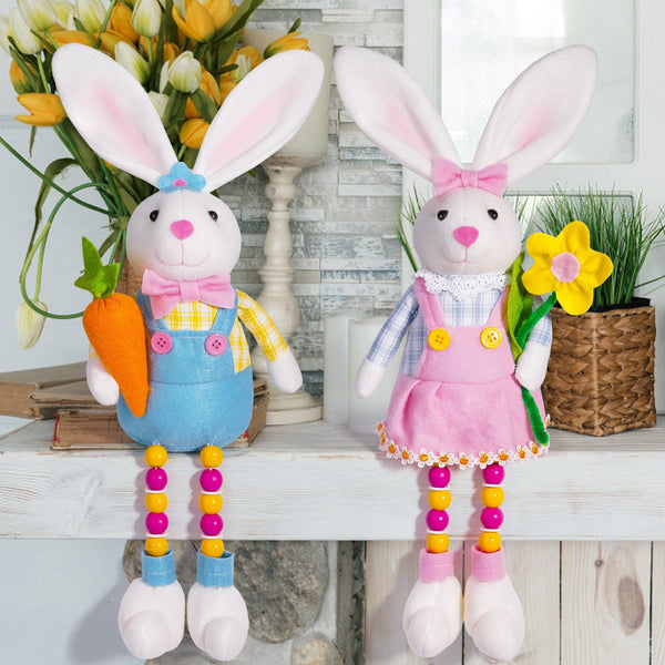 Elosung Adorable Easter Bunny Plush Dolls Set Of 2 Seasonal Decorations