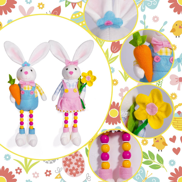 Elosung Adorable Easter Bunny Plush Dolls Set Of 2 Seasonal Decorations