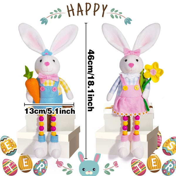 Elosung Adorable Easter Bunny Plush Dolls Set Of 2 Seasonal Decorations